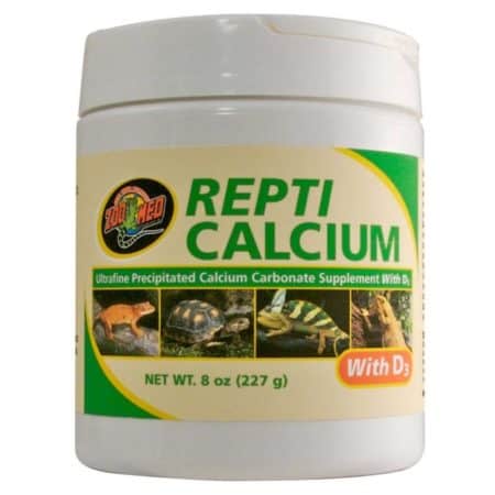 Reptile calcium supplement with D3 for healthy bones and growth.