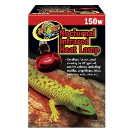 Infrared heat lamp for reptiles and amphibians, ideal for nocturnal heating and viewing.