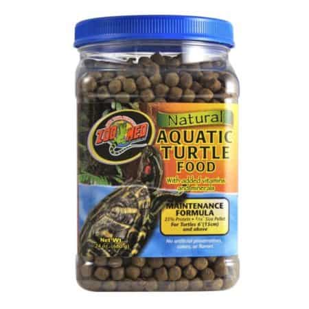 Natural aquatic turtle food with vitamins and minerals for healthy growth.