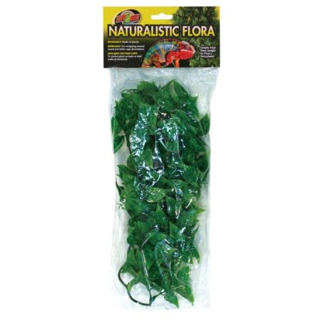 Artificial green plant for reptile terrariums, realistic foliage for habitat enrichment.