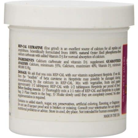 Reptile calcium supplement with Vitamin D3 for healthy bone development. Ideal for reptiles and amph.