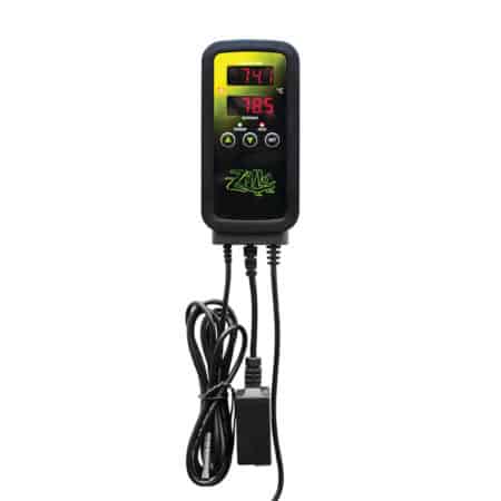 Digital reptile temperature controller for terrariums.