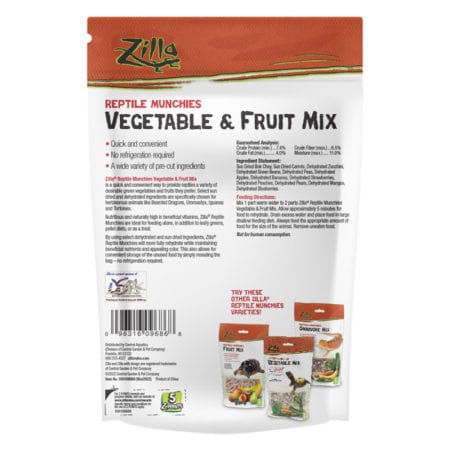 Reptile Munchies Vegetable & Fruit Mix for reptiles, high in nutrients, no refrigeration needed, inc.