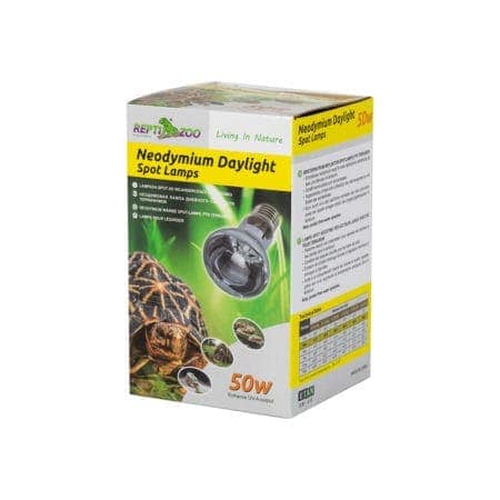 Neodymium daylight spot lamp for reptiles, amphibians, and terrariums, 50W, enhances UVB for healthy.