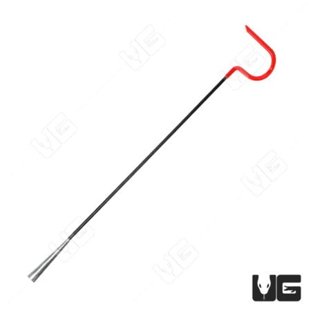 Reptile feeding tongs with red hook for safe handling of reptiles and amphibians.
