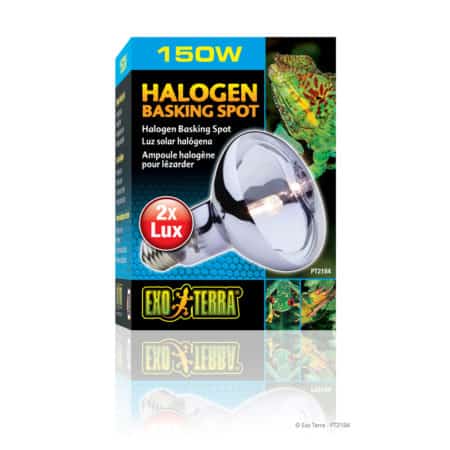 Halogen basking spot light for reptiles, amphibians, 150W, dual lux output, Exo Terra.