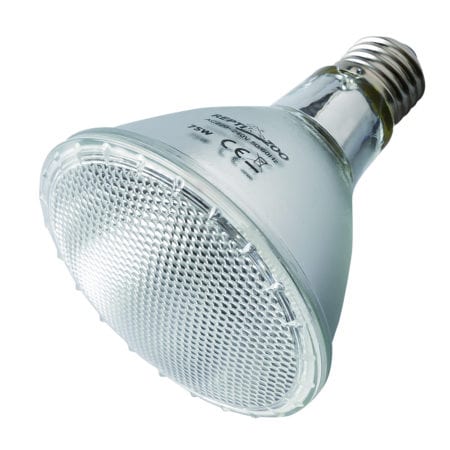 Reptile heat lamp bulb for terrariums and reptile enclosures.