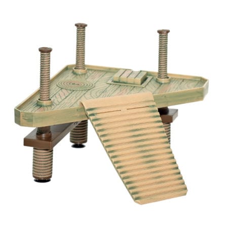 Wooden reptile climbing platform with ramp for terrariums and enclosures.