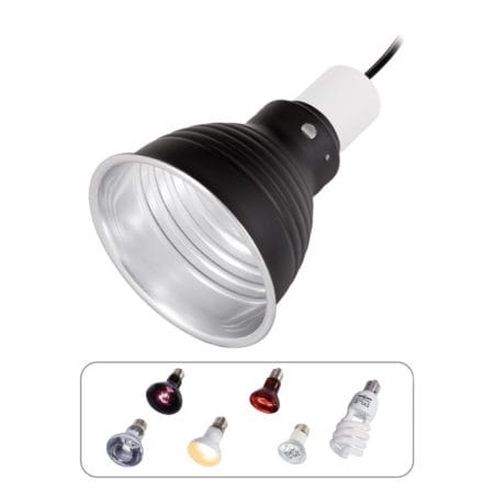 LED grow light bulb with adjustable color settings for indoor reptile and plant lighting.