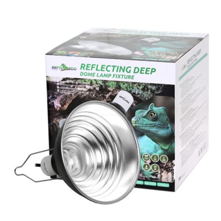 Reflecting Deep dome lamp fixture for reptile terrariums, energy-efficient and durable.