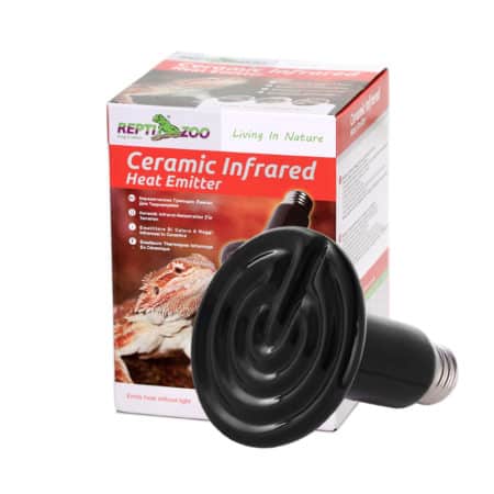 Infrared heat emitter for reptiles, amphibians, and terrariums, providing natural warmth without lig.