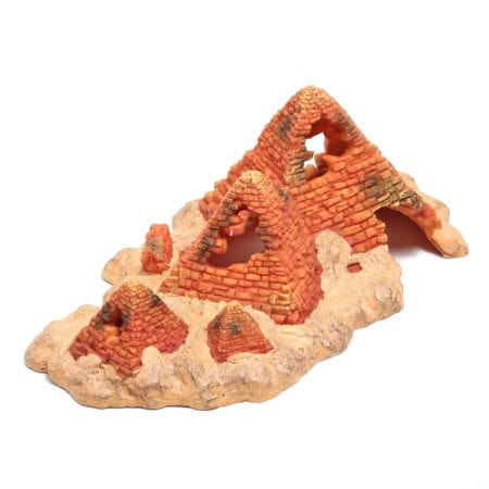 Detailed reptile hideout resembling ancient ruins for terrariums.