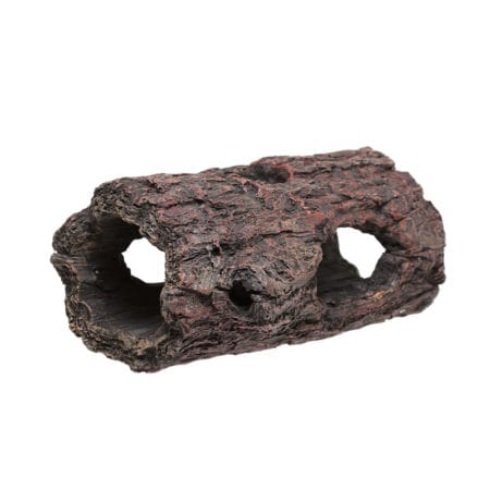 Wooden reptile hide tunnel for terrariums and enclosures.