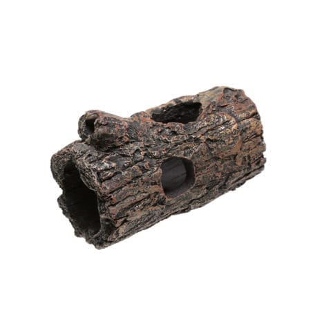 Reptile hide log made of realistic wood material, perfect for snakes, lizards, and small reptiles.