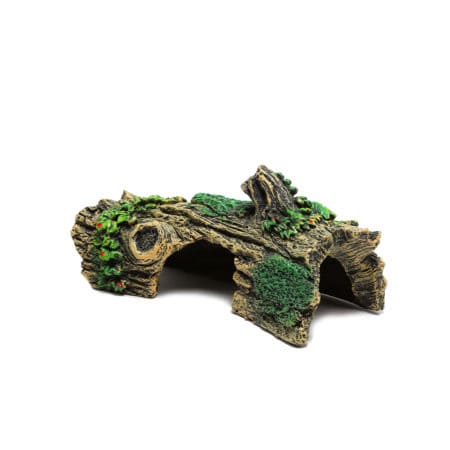 Reptile hide made of wood with plants, perfect for terrariums and reptile habitats.