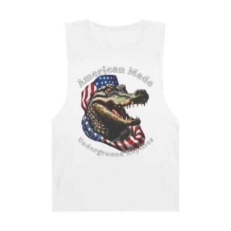 American Made Crocodile T-Shirt with US Flag Design.