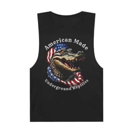 American Made Crocodile Reptile Tank Top with US Flag Design.