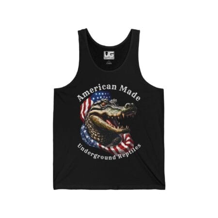 American Made Jersey Tank Top with reptile logo and patriotic design.