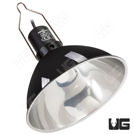 Reptile heat lamp with reflector for terrariums and reptile habitats.
