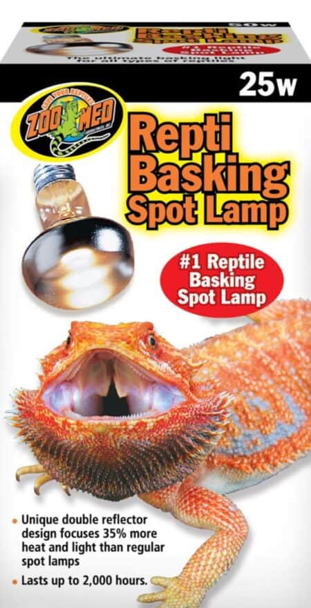 Reptile basking spot lamp with double reflector for optimal heat and light, ideal for reptile enclos.