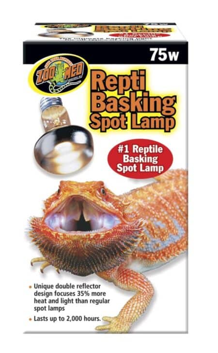 Reptile basking spot lamp with double reflector for optimal heat and light.