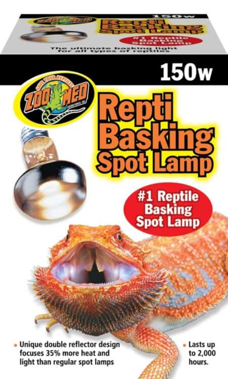 Reptile basking spot lamp with double reflector for reptiles.