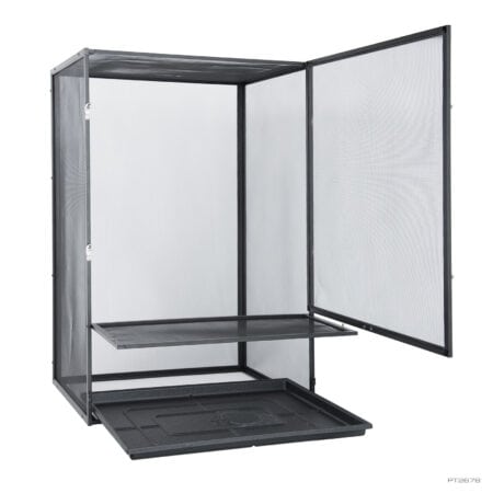 Reptile enclosure with mesh screen top for ventilation and easy access. Perfect for snakes, lizards,.