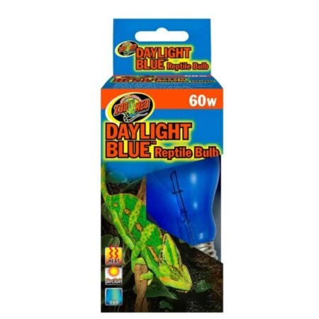 Blue reptile bulb for daytime heat and UVB lighting in terrariums.