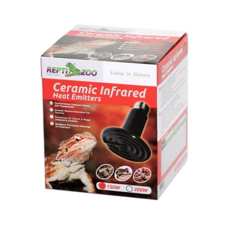 Infrared ceramic heat emitter for reptiles and amphibians, 150W and 200W options available.
