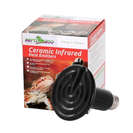 Ceramic infrared heat emitter for reptiles, amphibians, and terrarium heating.