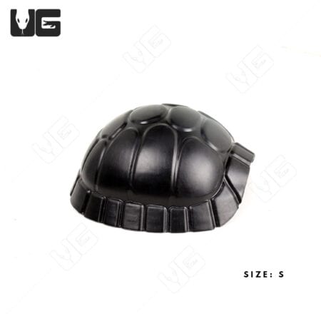 Small black reptile hideout shelter for terrariums and enclosures.