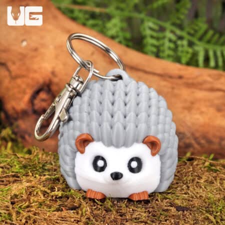 Keychain featuring a cute 3D hedgehog design, perfect for reptile and critter enthusiasts.